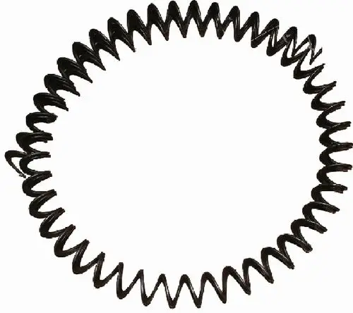 Schwarze Förderspirale mit wellenförmigem Design, geeignet für den Einsatz in Pellevent-Anlagen. Produziert von der Marke Wolf.